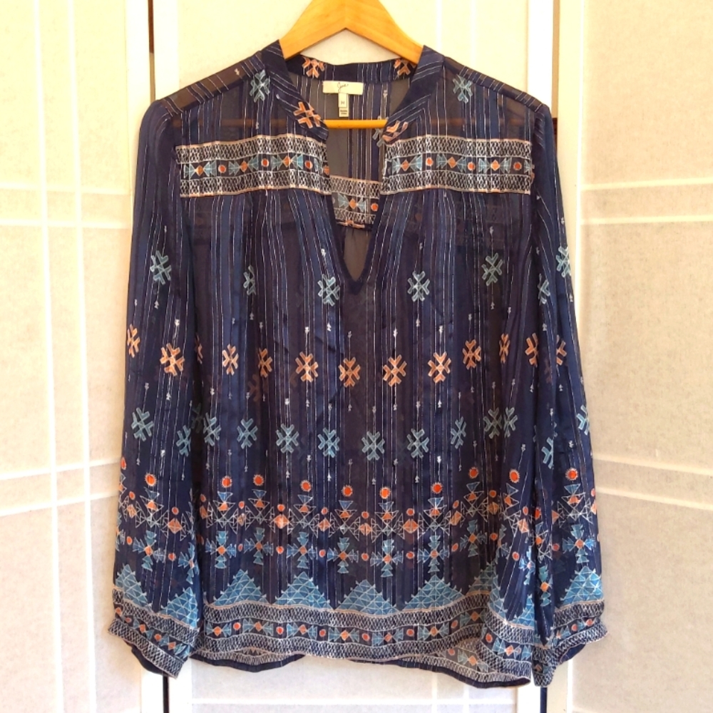 NWOT Joie blue silk blouse